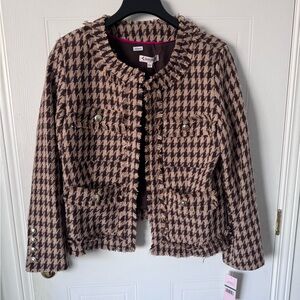 New Nanette Lepore Houndstooth Blazer - Black and Brown